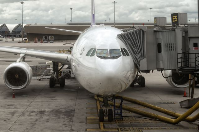Airbus A330-300 (HS-TEW) - 15th June, 2025: "Sai Buri" (only 8 months old at the time of this shot) waiting at Gate E5 for departure to Dhaka's Zia International Airport as flight TG 321 from Suvarnabhumi. 