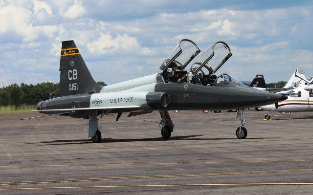 Northrop T-38 Talon (AFR68151) - A T38 Talon of the 50th Fighter Training Squadron, the "Strikin Snakes" out of Columbus, MS leaving the  ramp @ Carl T. Jones Field, Huntsville International Airport, AL - August 15, 2016