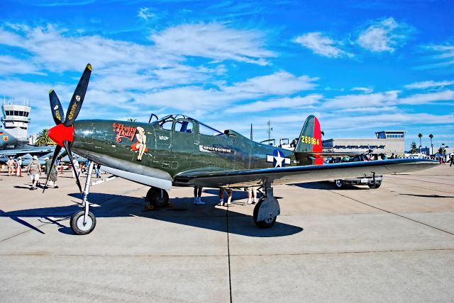 Bell Kingcobra (N163BP) - N163BP 1945 Bell P-63C Kingcobra C/N 091263RP 42-68864 "Pretty Dolly" - Marine Corps Air Station Miramar (MCAS Miramar) (IATA: NKX, ICAO: KNKX, FAA LID: NKX)br /Photo: Monica E. Del Coro - Tomás Del Corobr /Miramar Air Show 2014br /October 4, 2014