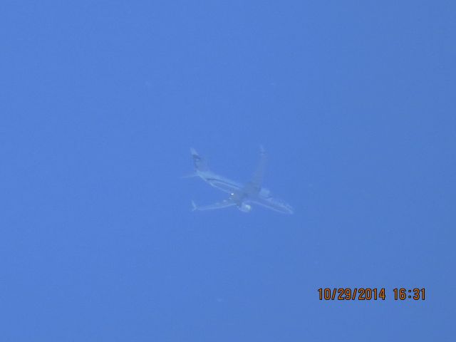 Boeing 737-800 (N535AS) - Alaska Airlines flight 9235 from FLL to SEA over Southeastern Kansas at 36,000 feet.