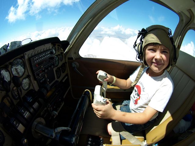 Beechcraft 55 Baron (N624LJ) - Maximilian, Piloting LJ at 8 years old.