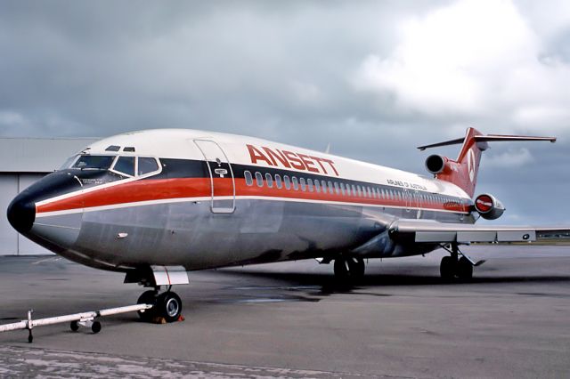 Piper Cherokee (VH-RMZ) - ANSETT AIRLINES OF AUSTRALIA - BOEING 727-277 - REG : VH-RMZ (CN 20979/1098) - ADELAIDE INTERNATIONAL SA. AUSTRALIA - YPAD 4/6/1977 35MM SLIDE CONVERSION USING A BOXLIGHT AND A NIKON L810 CAMERA (MACRO)