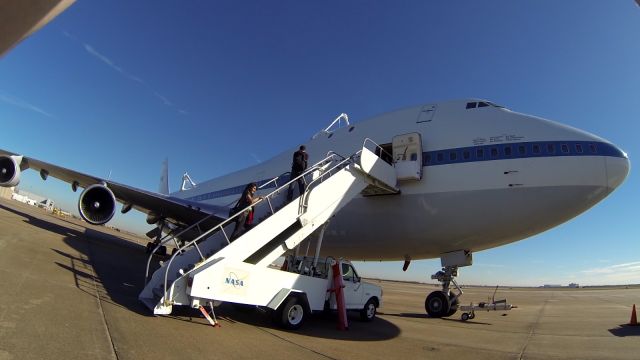 BOEING 747-100 (N905NA) - N905NA (NASA 905) on the ramp at Ellington Field.  Taken using a GoPro HERO 3 on February 1, 2013.