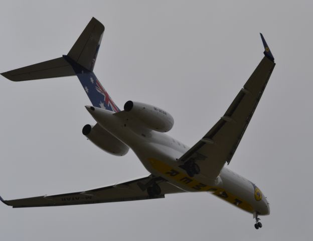 Bombardier Global Express (M-ATAR) - M-ATAR sighted on finals for runway 16 at Melbourne. Note the aircraft has a livery now.