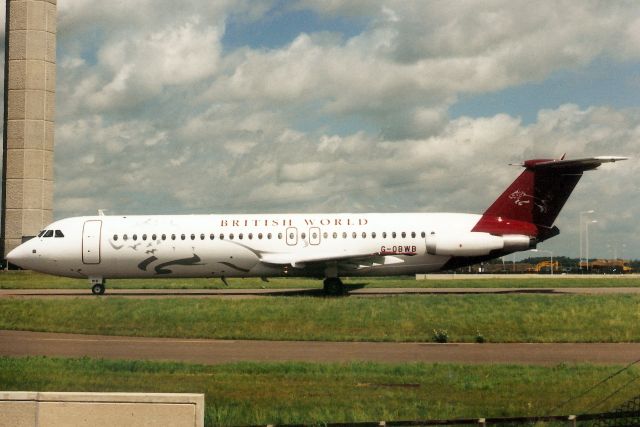 British Aerospace BAC-111 One-Eleven (G-OBWB) - Seen here in Jun-98.  With British World Airlines from Nov-92 to Feb-00 when it became 5N-BBP for Albarka Airlines.