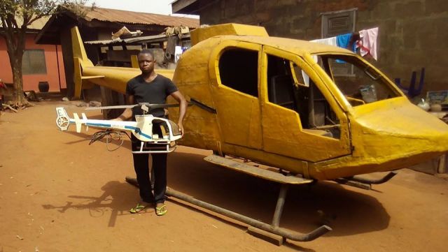 — — - A young Nigerian in Kogi State Manufactured Helicopters.Will these ever lift up and fly?