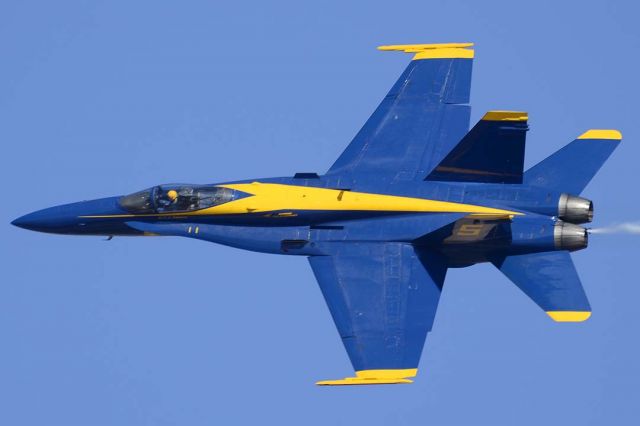 McDonnell Douglas FA-18 Hornet (16-3768) - McDonnell-Douglas F/A-18C Hornet BuNo 163768 Blue Angels #5 at NAF el Centro on February 17, 2012.