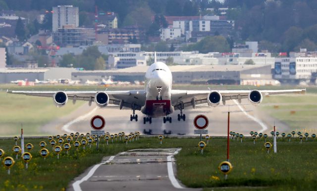 Airbus A380-800 (A6-EDW) - Takeoff from Zuerich / Switzerland