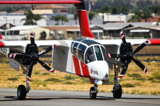 North American Rockwell OV-10 Bronco (N429DF) - Cal Fire OV-10 pulling in to park at Hemet Airport 