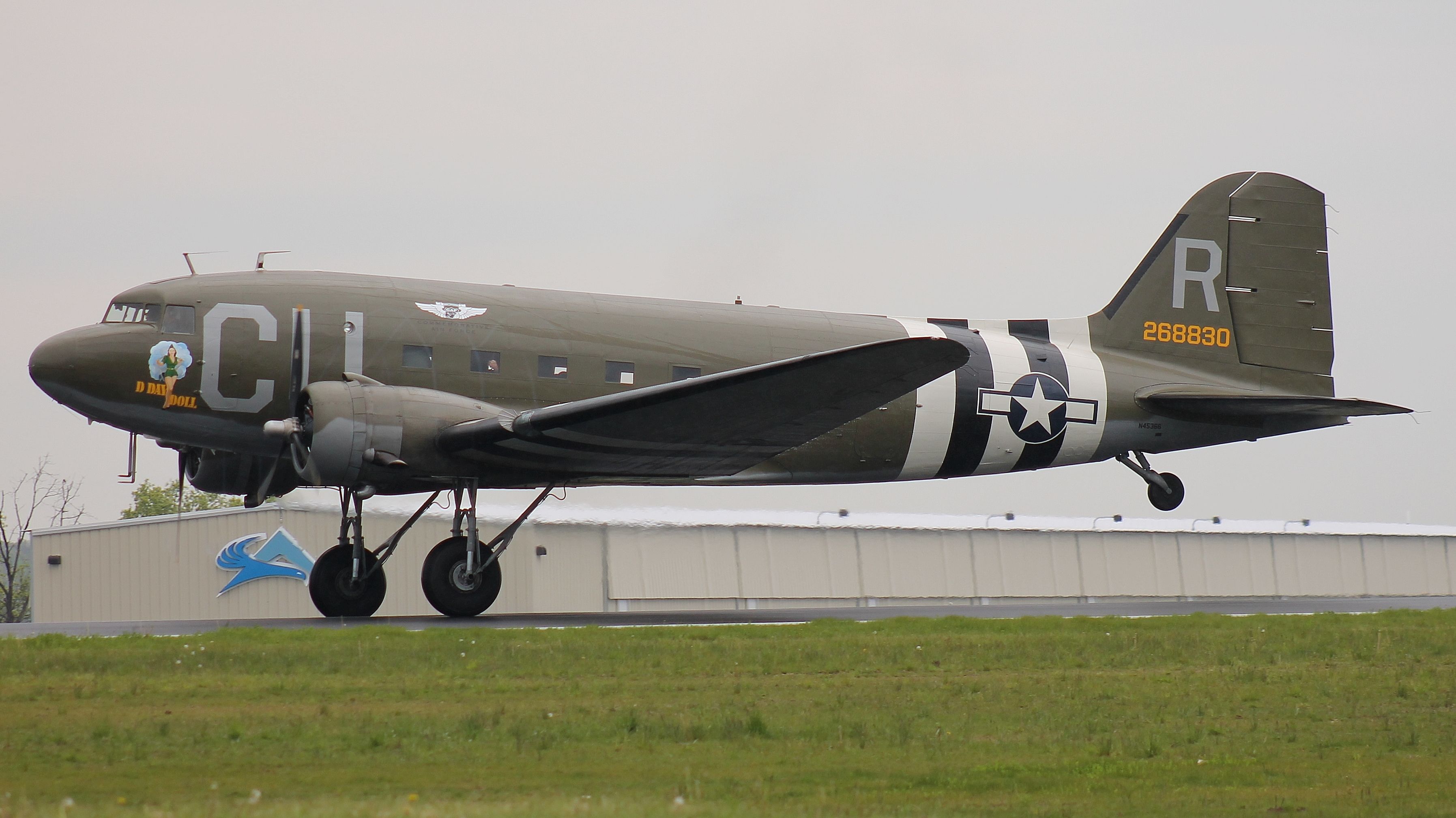 Douglas DC-3 (N45366) - "D Day Doll" taking off in the rain during the D-Day Squadron Kickoff Week, 17 May 2019.