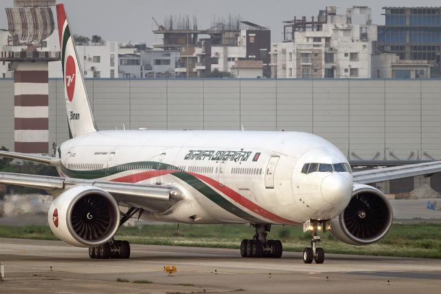 BOEING 777-300ER (S2-AFO) - 24th April, 2025: First of currently four B773s in the national flag carrier's fleet, "Palki" is about to enter runway 14 for departure from Dhaka's Zia International Airport. 
