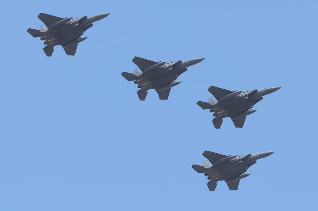 McDonnell Douglas F-15 Eagle — - USAF F-15 Eagles from Seymour Johnson at the Great Cities of the American Revolution flyover on July 4, 2020 over the Charles River, Cambridge, MA
