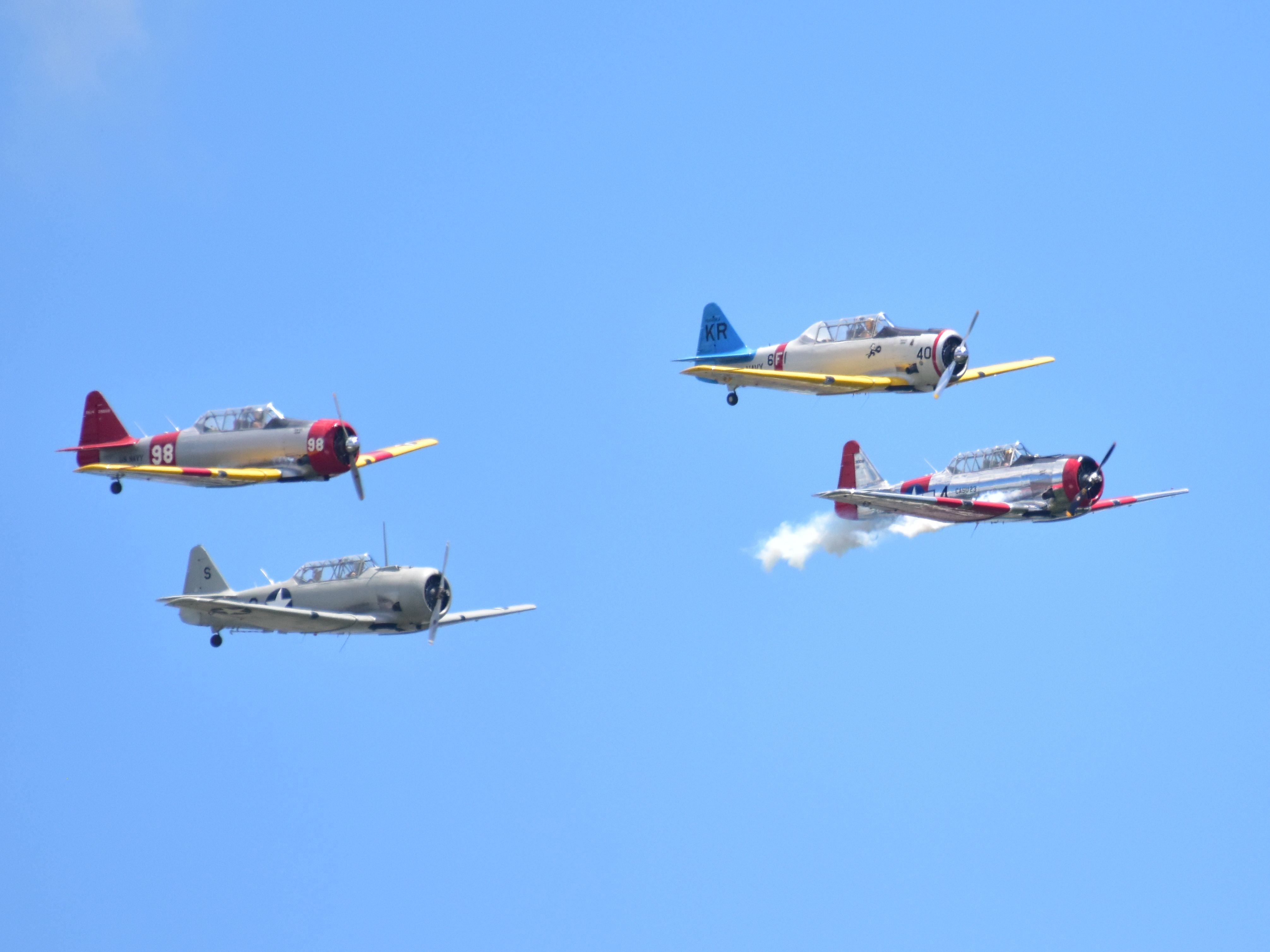 North American T-6 Texan (N9801C) - Flying in a formation at WWII Reading Airshow 2024
