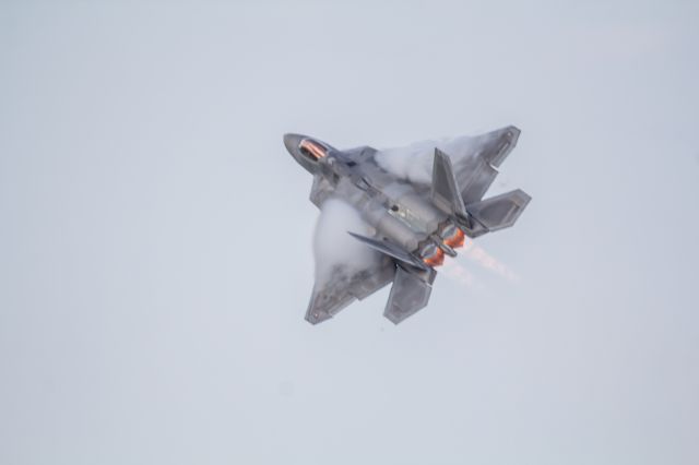 Lockheed F-22 Raptor — - F-22 fly-by EAA Airventure 2018 near approach end of Runway 36 
