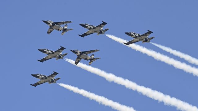 DASSAULT-BREGUET/DORNIER Alpha Jet (N572AJ) - Performing a flyby at the Saturday Airshow at AirVenture 2023.