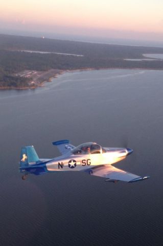 MUSTANG Mustang 2 (N26SG) - Flying over Perdido Bay.