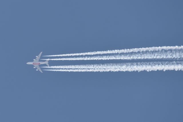 Airbus A380-800 (A6-EVQ) - Emirates A380 flight EK211 DXB-IAH passing over the top of IND 04-24-25 at FL400 