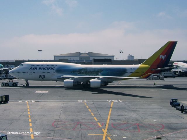 Boeing 747-400 (DQ-FJL) - From the American Airlines Admirals Club at LAX.