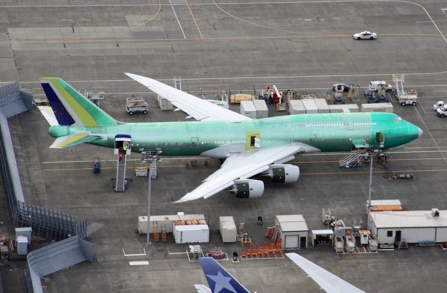 BOEING 747-8 (D-ABYJ) - Lufthansa 747-8i D-ABYJ on the Boeing Everett flightline April 3, 2013.