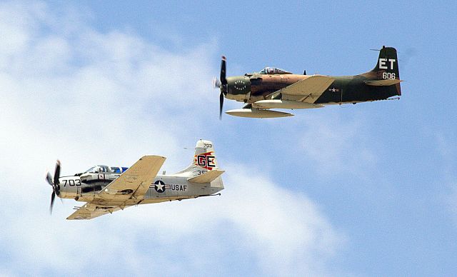 Douglas AD Skyraider (N39606) - A1D and A1E Sandys providing air cover for the downed F-105 pilot