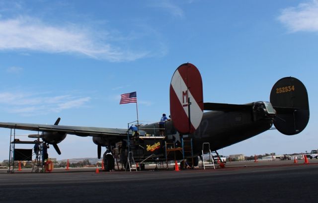 Consolidated B-24 Liberator (N224J) - Witchcraft getting a wash and wax.