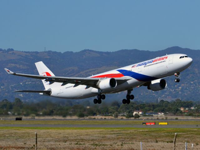 Airbus A330-300 (9M-MTA) - Getting airborne off runway 23 for flight home to Kuala Lumpur. Thursday 12th April 2012.