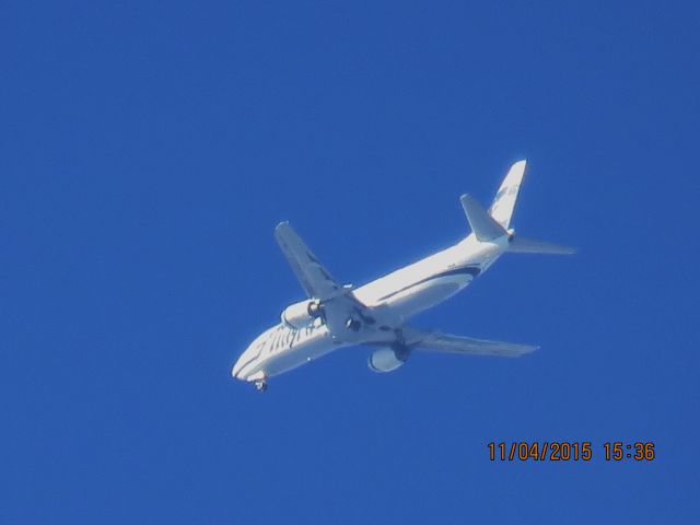 BOEING 737-400 (N703AS) - Alaska Airlines test flight 9430 out of OKC over Southeaster Kansas at 15,900 feet and 150mph.