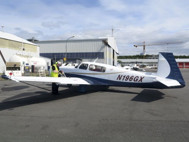 Mooney M-20 (N196GX) - 22 July 2015. Fueling for a trip to the US via Greenland.