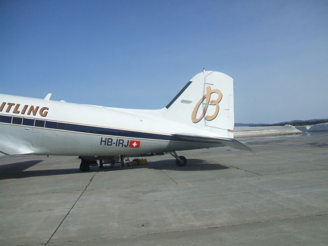 Douglas DC-3 (HB-IRJ) - Parked at Irving Aviation FBO Goose Airport NL. May 6/9 and Departed May 7/9