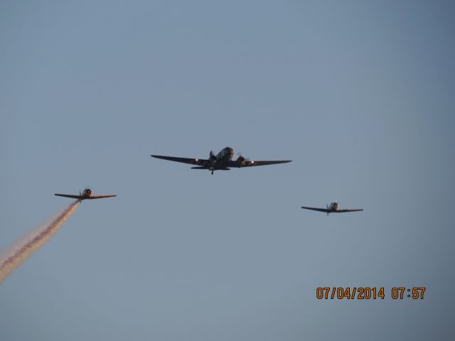 Douglas DC-3 (N4089T) - Duck Creek at Grand Lake Oklahoma small airshow before the biggest fireworks show in the Midwest.