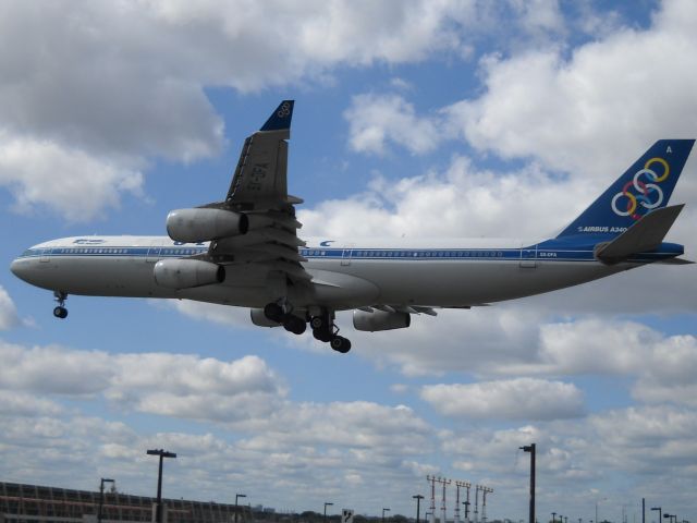 Airbus A340-300 (SX-DFA) - Airbus 340-313X Landing on runway 23.