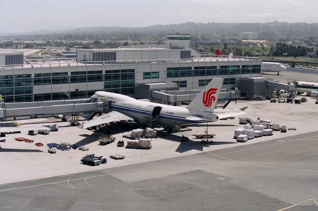 Boeing 747-400 (B-2458) - KSFO - Air China 747Combi at the Intl dock at SFO January 2005. 