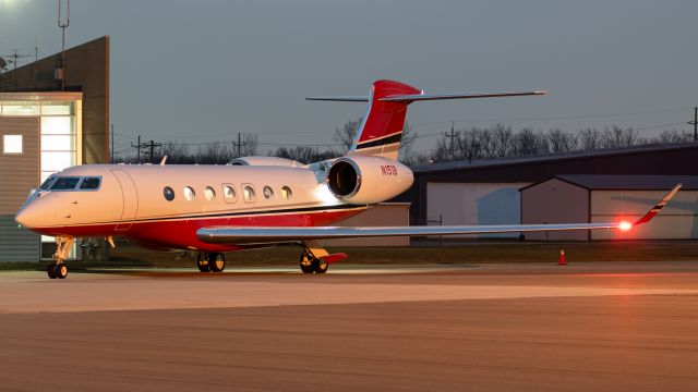 GULFSTREAM AEROSPACE G-7 Gulfstream G600 (N151B) - N151B, formerly N626GD, a Gulfstream G600 prepares for an evening departure from Butler County Regional.