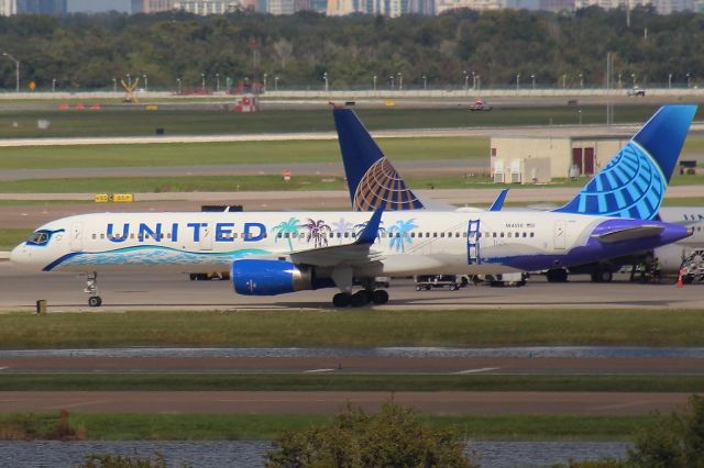 Boeing 757-200 (N14106) - California Her Art Here leaves the gate on October 27, 2019