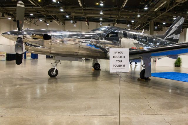 Socata TBM-850 (N422AZ) - A gentle reminder of the amount of work required to keep this bird looking good while on display at the NBAA13 static display.