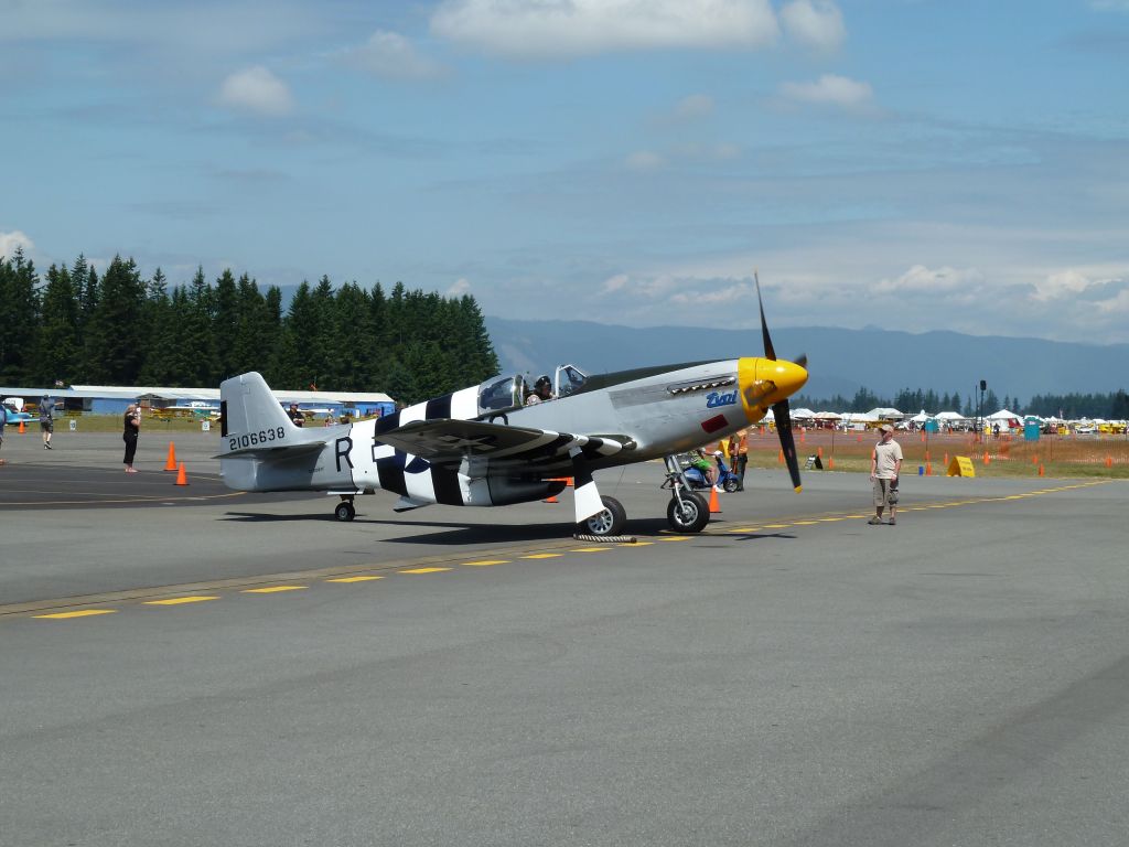 North American P-51 Mustang (N5087F) - NX5087F - P-51B Impatient Virgin is ready to taxi, from the Historic Flight Foundation, at the Arlington Fly-In, Arlington, WA on 7/11/10.