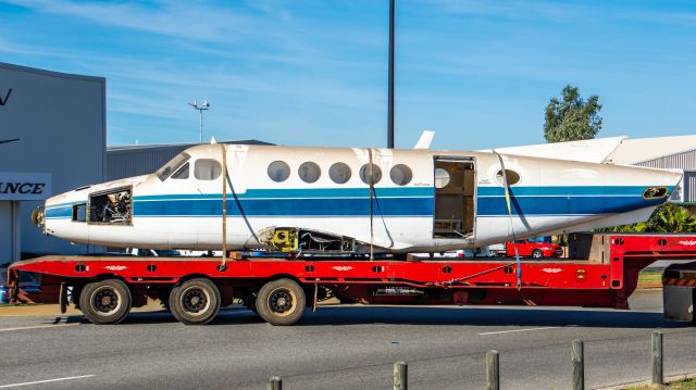 Beechcraft Super King Air 200 (VH-LKX) - This Beech 200 King Air VH-LKX (ex. PK-VKA) from Indonesia. Purchased to be restored years ago but it failed to happen. Seen here getting taken away for scrap metal. 