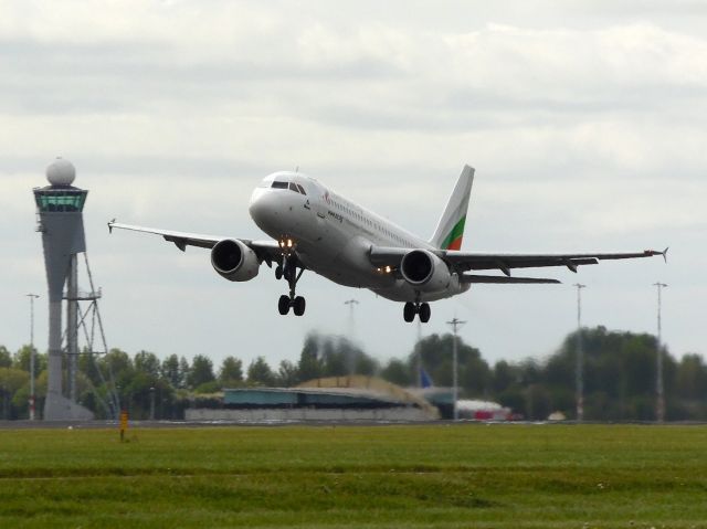 Airbus A320 (LZ-FBE) - Bulgaria Air A320 with Schiphol West Tower in the background.