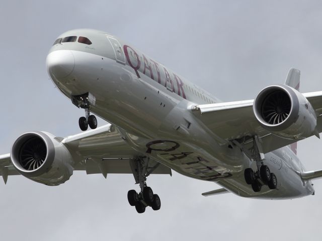 Boeing 787-8 (N10187) - Qatar's first B787-800 performs an aerial display at Farnborough Airshow 2012, a first for Boeing who are normally quite happy to leave all the show boating to Airbus, but thanks to Qatar's CEO, an exception has been made, and Boeing certainly did not dissapoint flying a fantastic display.