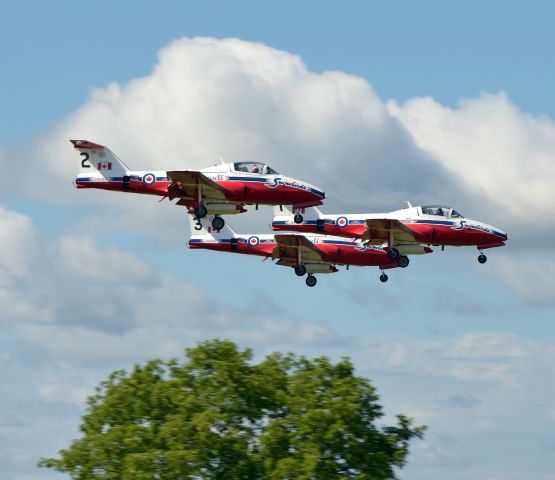 11-4090 — - The Snowbirds approaching rwy 32 after doing a flypast over Cornwall, Ont to celebrate that towns Canada Day activities.The id numbers of the a/c are as follows;  114090 #2, 114013 # 1, and 114149 #3.