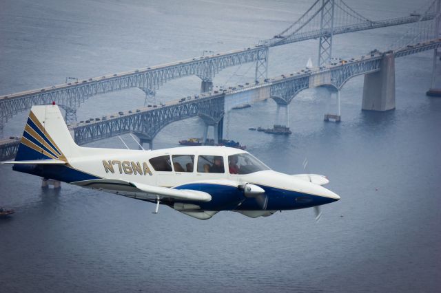 Piper Apache (N76NA) - Flight over Chesapeake Bridge