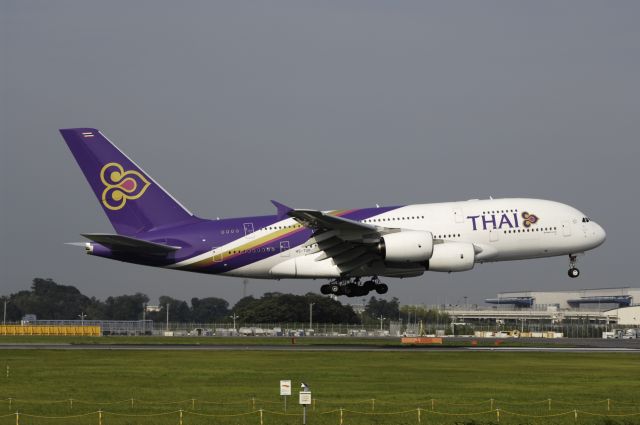 Airbus A380-800 (HS-TUB) - Final Approach to Narita Intl Airport Rwy16R on 2013/07/10