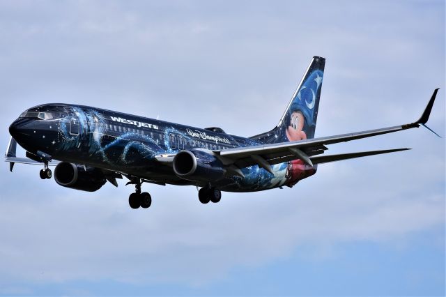 Boeing 737-800 (C-GWSZ) - WestJet (Disney's Micky Mouse Livery) Boeing 737-8CT arriving at YYC on Aug 30.