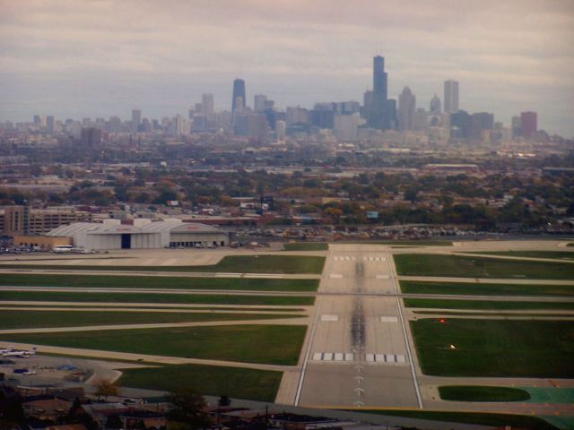 — — - Runway 4L at Midway Airport in Chicago.