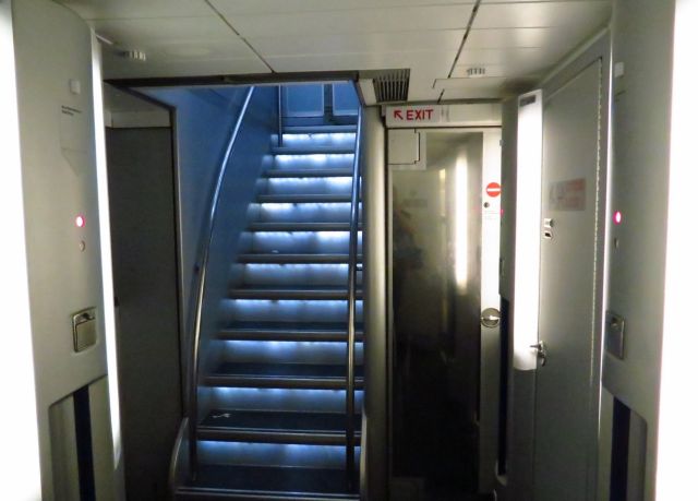 Airbus A340-600 (D-AIHI) - Toilettes located downstairs.