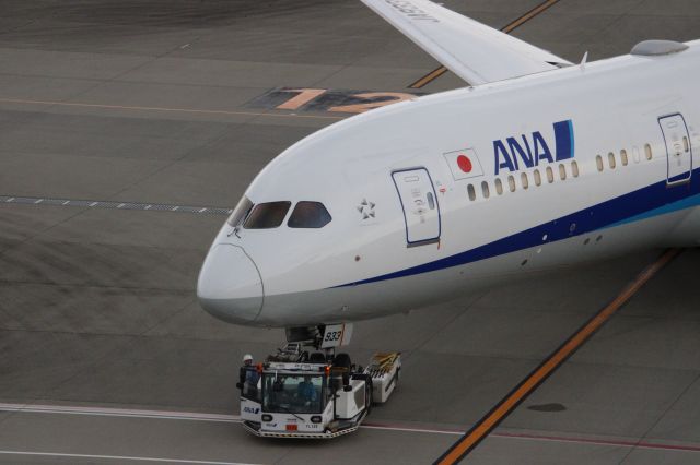 Boeing 787-9 Dreamliner (JA933A) - ANA 787-9 (JA933A) pushing back at HND on April 2nd, 2023. Taken from the HND Observation deck.  