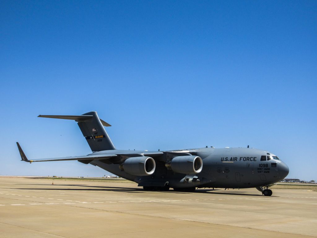 — — - C-17 Globemaster III from McGuire Air Force Base resting at KLBB after crosswinds training.