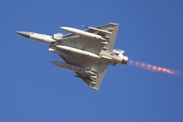 — — - Dassault Mirage 2000-9 Launch with afterburner lit @ Nellis AFB - Green Flag (UEA Air Force)