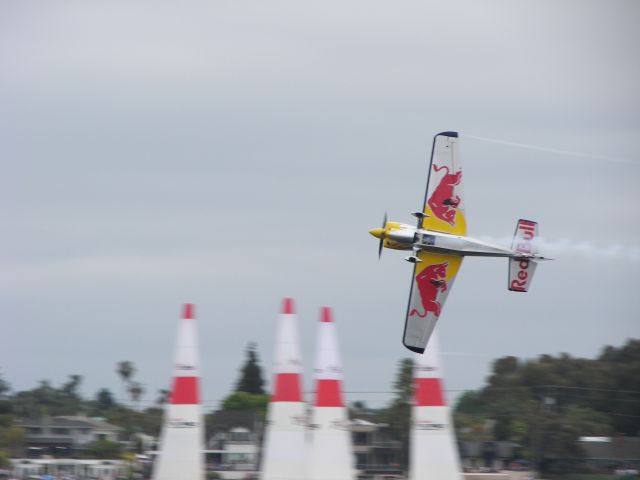 ZIVKO Edge 540 (N423KC) - Red Bull Air Race 2008  San Diego, CA  American Kirby Chambliss pullin some Gs!