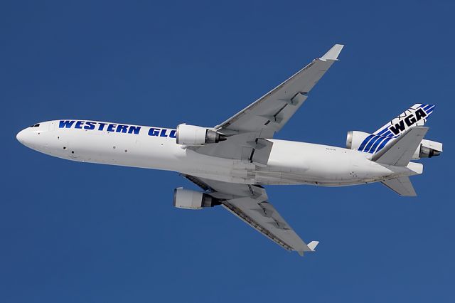 Boeing MD-11 (N412SN) - Just off runway 24R for Doncaster England